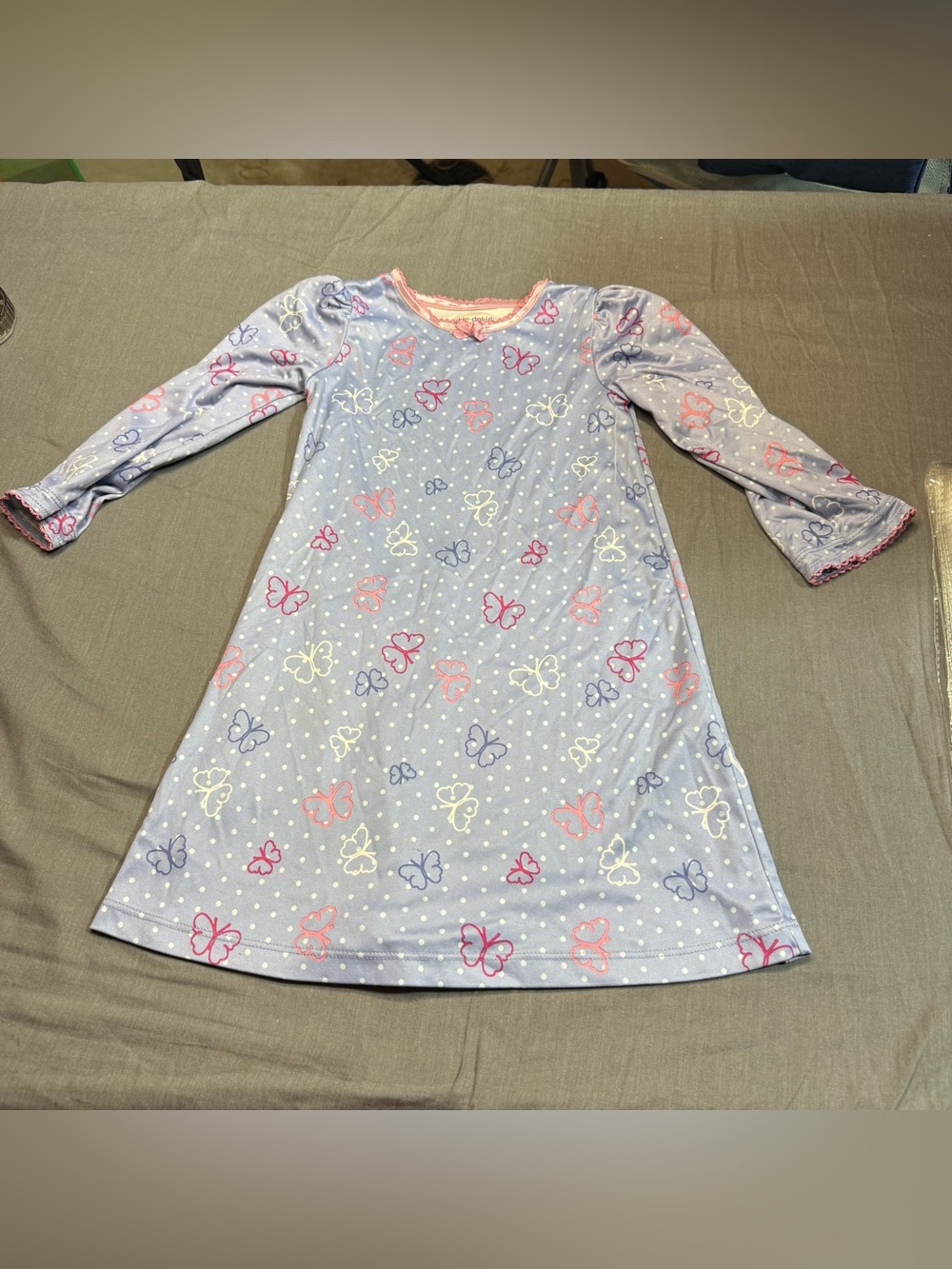 okie dokie Lavender Butterfly Long-Sleeve Nightgown with Pink & White Accents